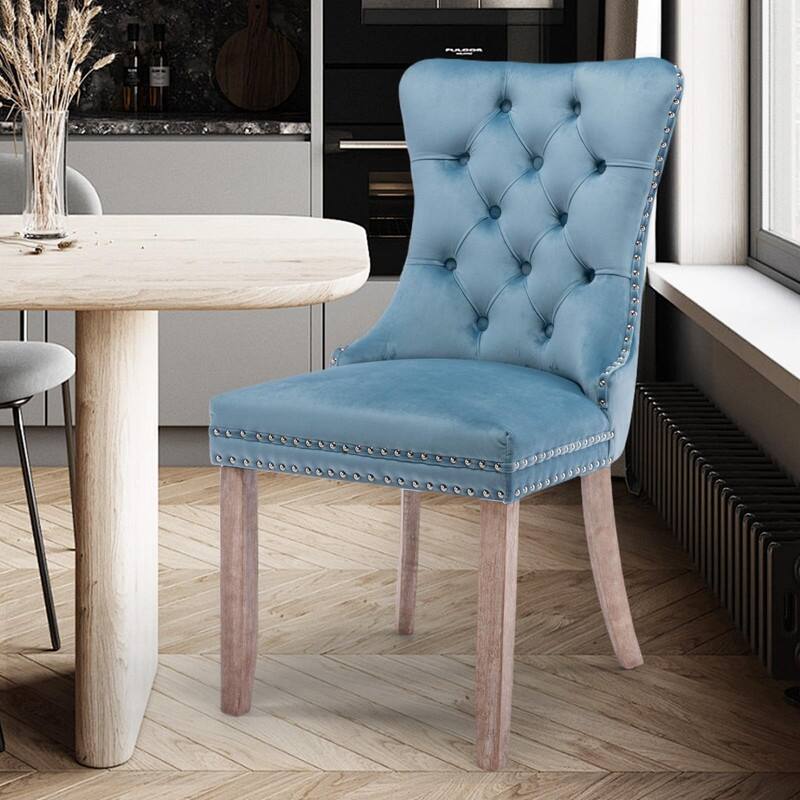 Tufted Naliheads Solid Wood Upholstered Dining Chairs (Set of 2)