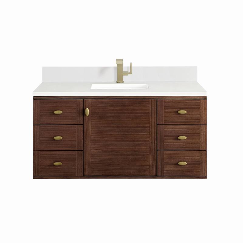 James Martin Vanities 670-V48-1WZ Amberly 48" Single Basin Wood Vanity - Mid-Century Walnut - Walnut Finish