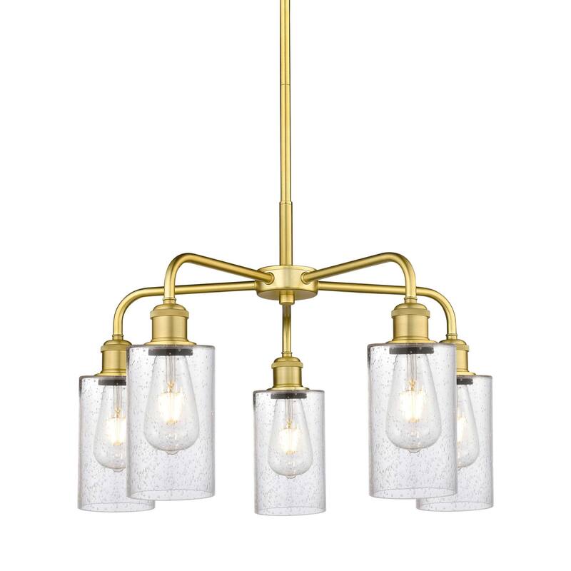 Innovations Lighting 516-5CR-15-22 Clymer Chandelier Clymer 5 Light - Satin Gold / Seedy