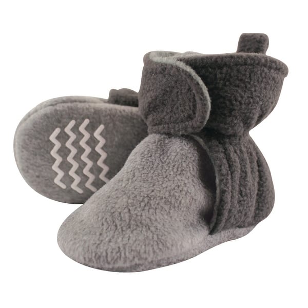 slide 1 of 1, Hudson Baby Baby Cozy Fleece Booties, Charcoal Heather Gray 0-6 Months - Charcoal Heather Gray