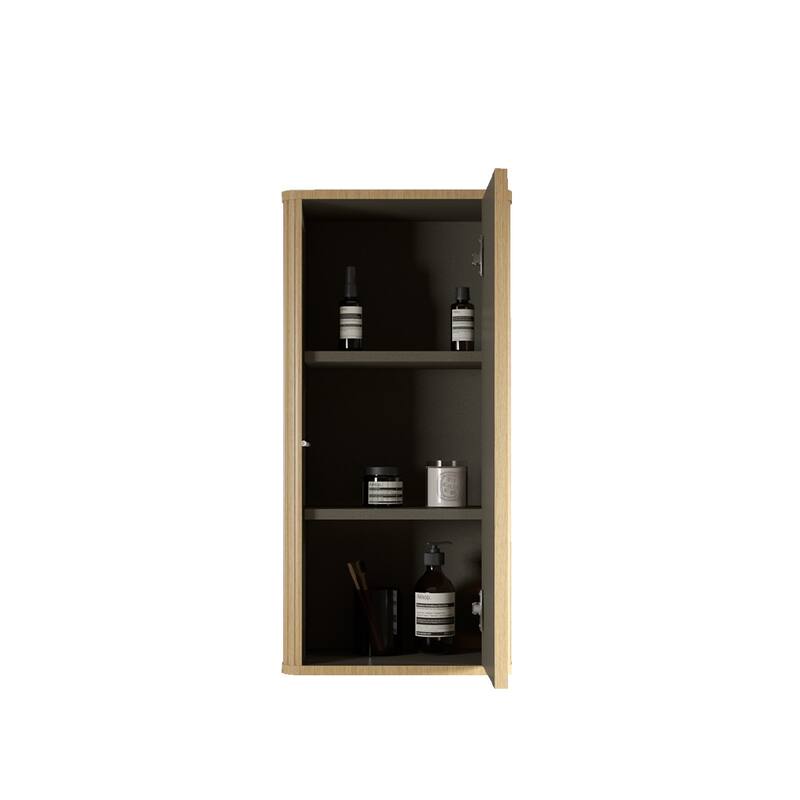 GDFStudio - Floating Wall-Mounted Side Cabinet with Curved Edges and Push-Open Door, Pre-Assembled Storage
