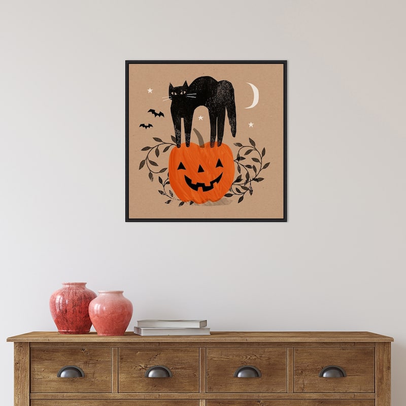 Amanti Art Halloween Cat I Framed Canvas Wall Art