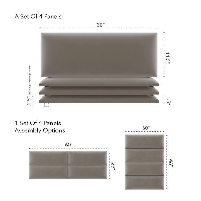 VANT Upholstered Headboards - Sand Storm - 30 Inch - Set of 4 panels