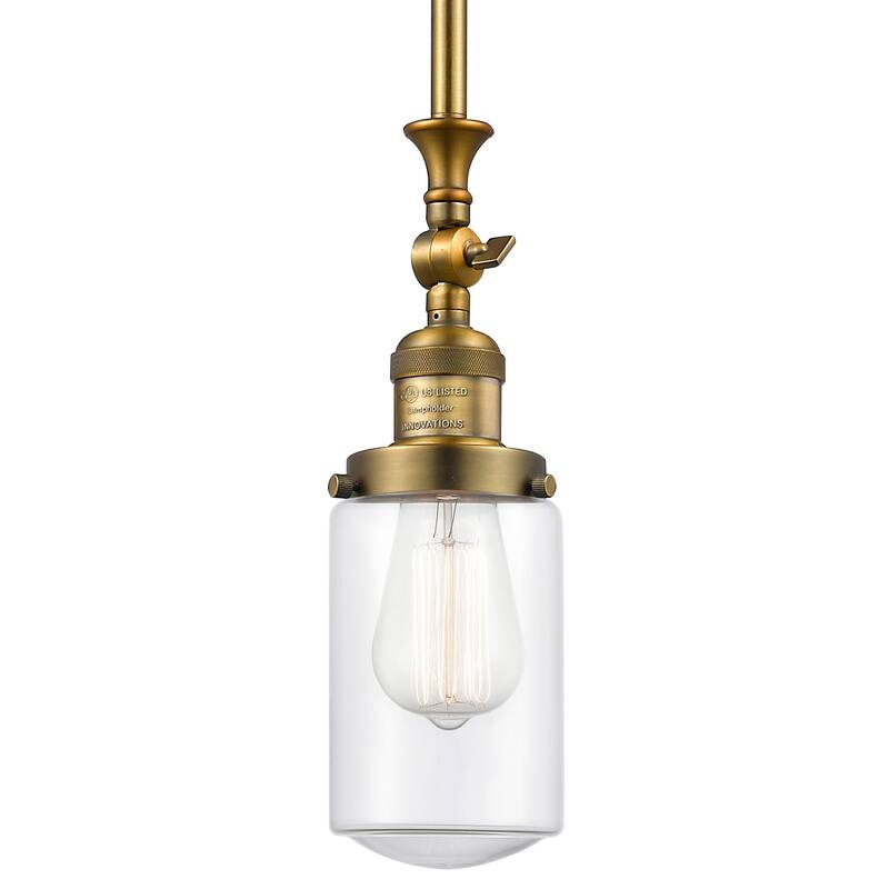 Innovations Lighting Dover 5" Wide Mini Rod Hung Adjustable Pendant - Brushed Brass / Clear