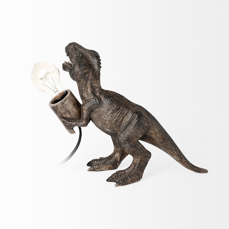Raptor Dark Grey Resin Tyrannosaurus Rex Statue Table Lamp