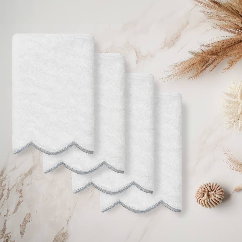 Authentic Hotel and Spa 100% Turkish Cotton ADORNIA Scallop Fingertip Towel Set