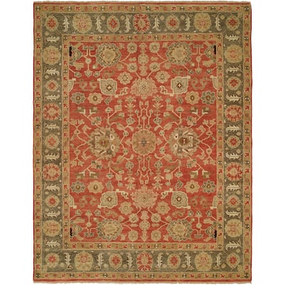 Traditional Multi-Colored Hand-Knotted Wool Area Rug