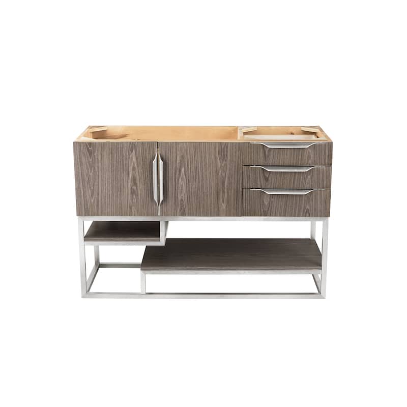 James Martin Vanities Columbia 48" Single Vanity, Ash Gray with Brushed Nickel Hardware - Base Only - No Countertop