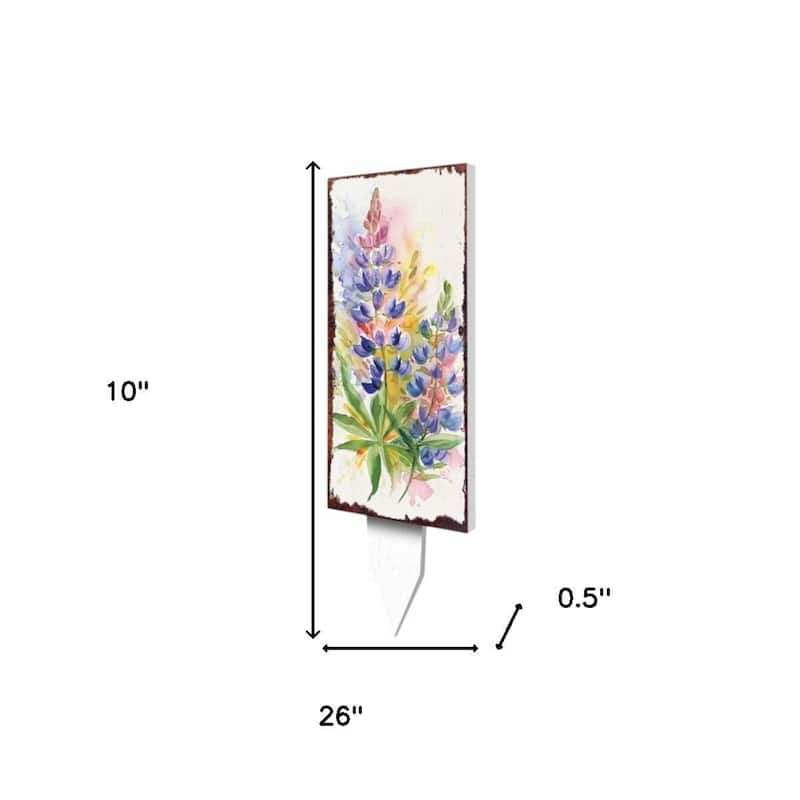 HomeRoots 10" Blue Green Pink And White Solid Wood Floral Bouquet Garden Stake