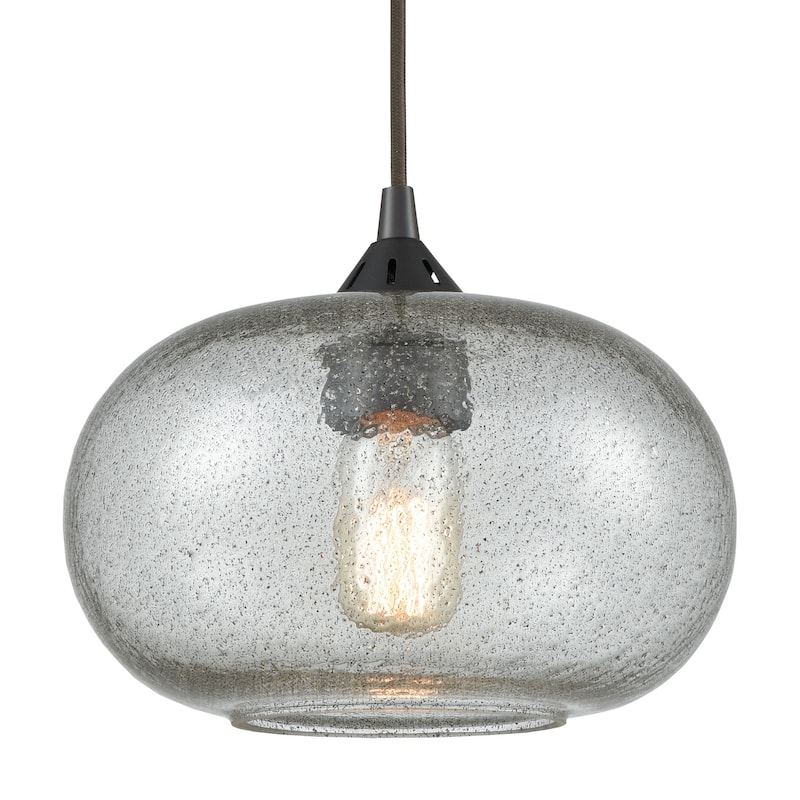 Elk Home Volace Oiled Bronze With Gray Speckled Glass 1 Light Pendant