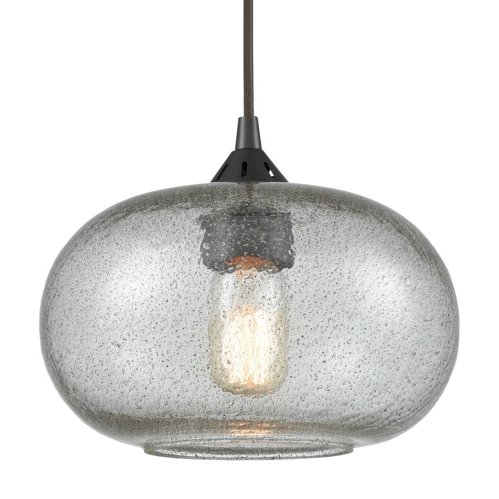 Elk Home Volace Oiled Bronze With Gray Speckled Glass 1 Light Pendant