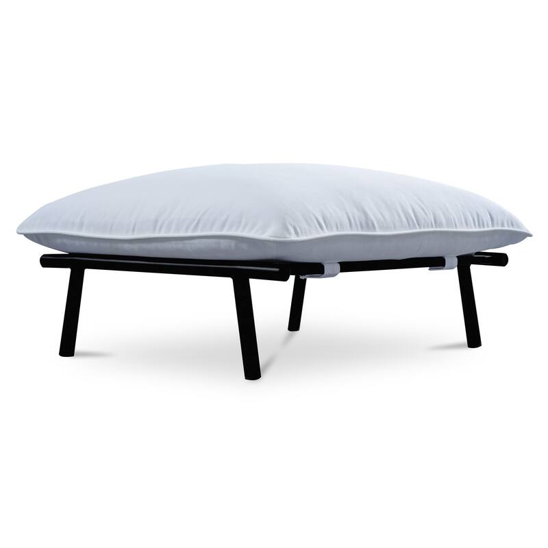 NADAAL STUDIOS Varyn Outdoor Ottoman, Stainless Steel Frame and Olefin Upholstery, Speckled Charcoal