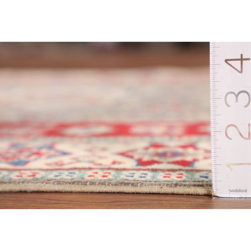 Kazak Area Rug Handmade Traditional Grey Wool Carpet - 5'0" x 6'7"