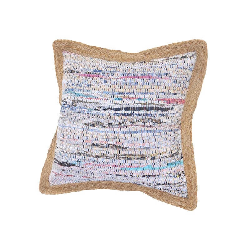 HomeRoots 20" X 20" Tan Pastel Blue And Pastel Yellow 100% Cotton Geometric Zippered Pillow