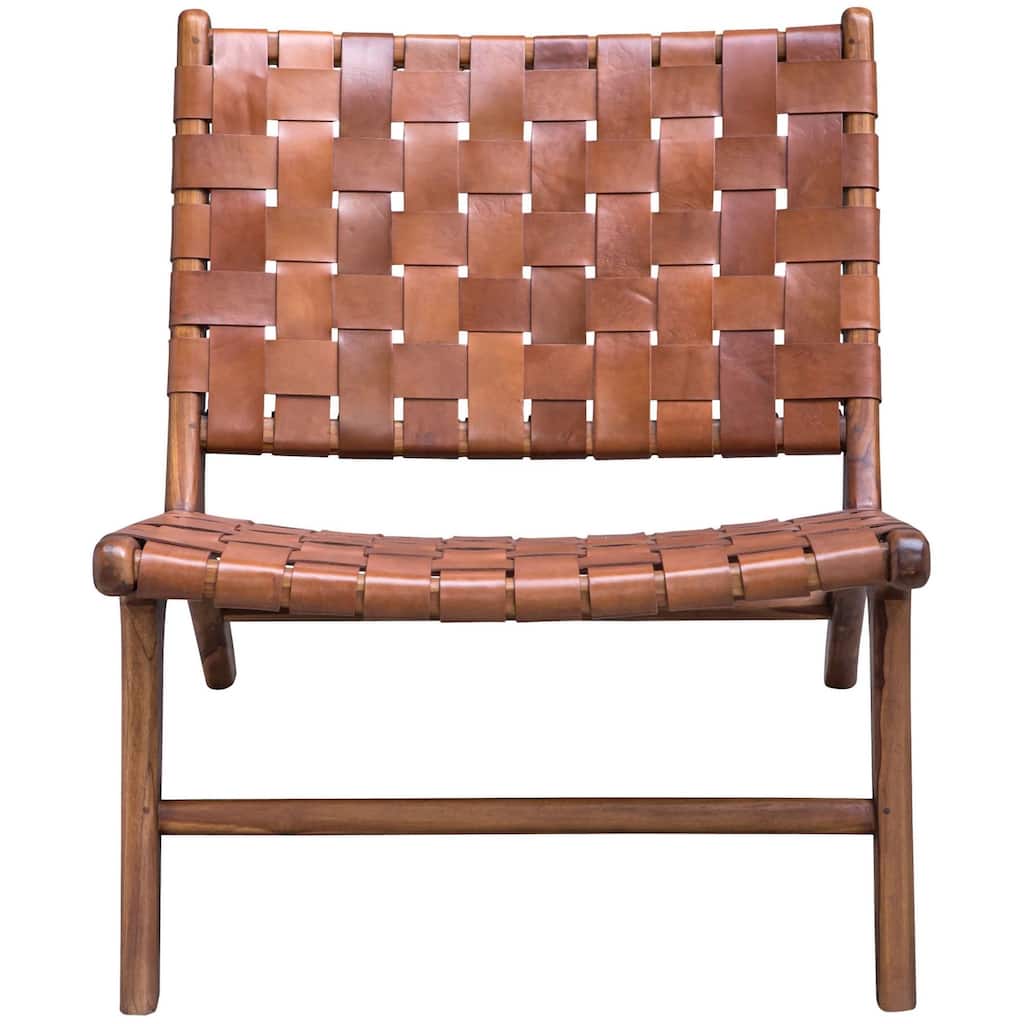 Uttermost 25484 Plait 26"W Mid-Century Modern Woven Leather Low