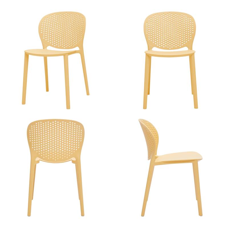 HomeRoots Set Of Four Yellow Heavy Duty Plastic Juvenile Chairs - 14.00 in. x 23.00 in. x 16.00 in.