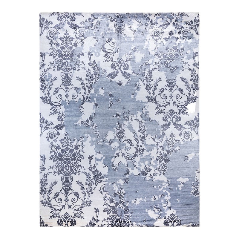 Modern One-of-a-Kind Hand-Knotted Area Rug, Blue - 9' 3" x 12' 4"