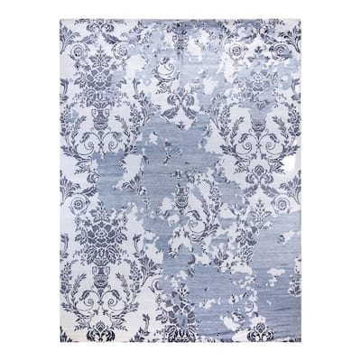 Modern One-of-a-Kind Hand-Knotted Area Rug, Blue - 9' 3" x 12' 4"