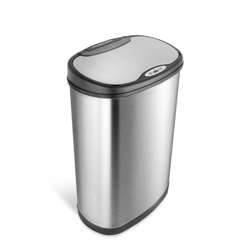 NINESTARS 2 Piece Stainless Steel Motion Sensor Trash Can Set 13 Gallon & 3 Gallon Combo CB-DZT-50-13/12-5 - 13 Gallon & 3 Gallon - Silver