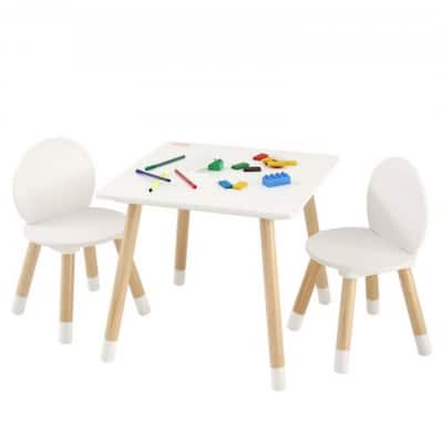 White Wooden Kids Toddler Multi-Activity Table and Chair Set Perfect for Child Room or Playroom or Daycare