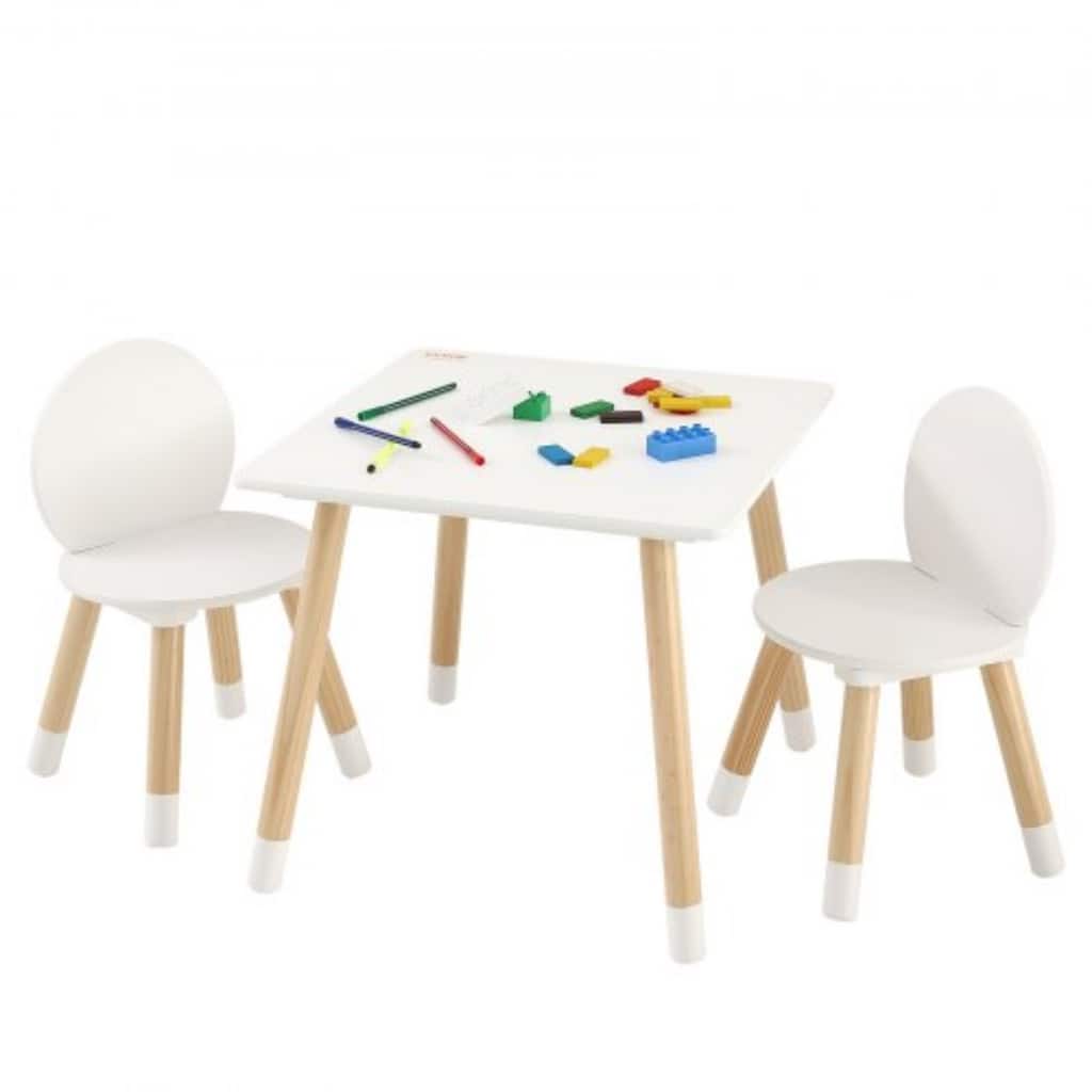 White Wooden Kids Toddler Multi-Activity Table and Chair Set Perfect for Child Room or Playroom or Daycare