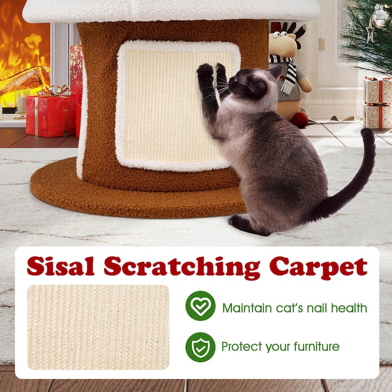 Costway 61”Large Christmas Cat Tree with 4 Condos, Sisal Carpet, - as pic shows - See Details