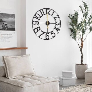 Retro Black Metal Wall Clock 24" Large Clock - Bed Bath & Beyond - 42765707