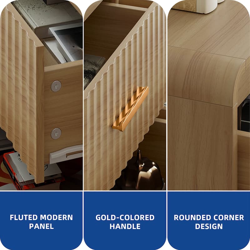 Moasis Fluted Dresser with 6 Drawers, 47" Wide Chest of Drawers with Metal Handle for Bedroom Storage Organizer