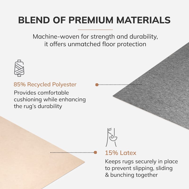 Jani Premium All-Surface Non-Slip 5' x 8', Gray/Tan, Rectangle Rug Pad - Extra Strong, Protective, Anti-Slip for Hardwood Floors