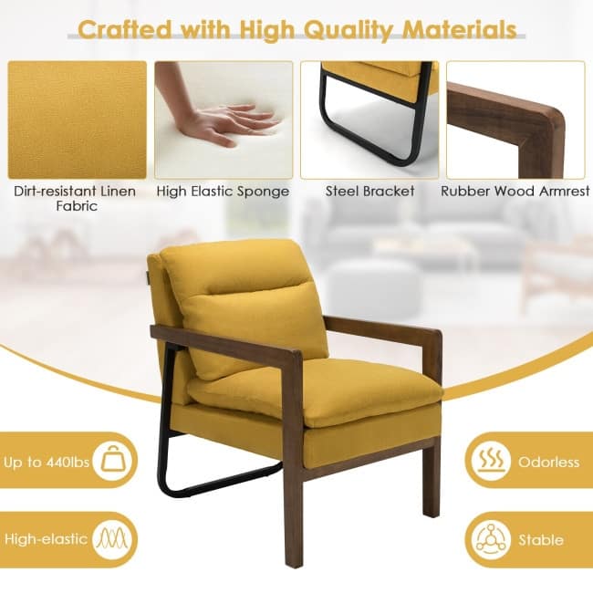 Single Sofa Chair with Extra-Thick Padded Backrest and Seat Cushion - 26.5" x 34.5" x 36"