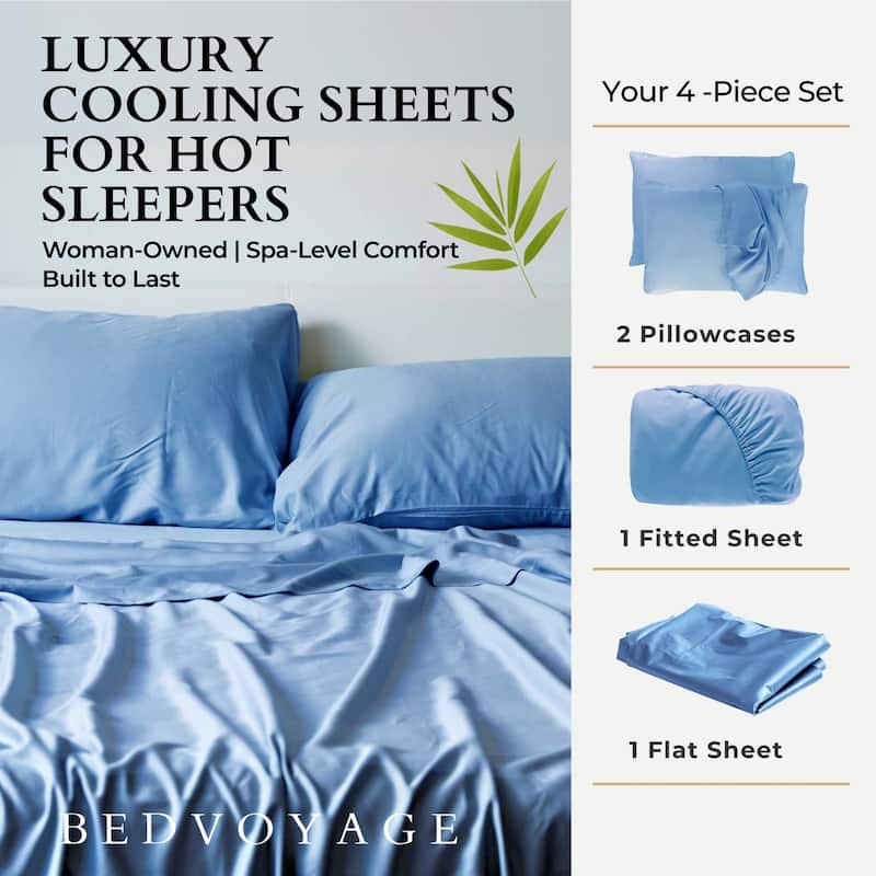 BedVoyage 100% viscose from Bamboo Bed Sheet Set, Split King - White