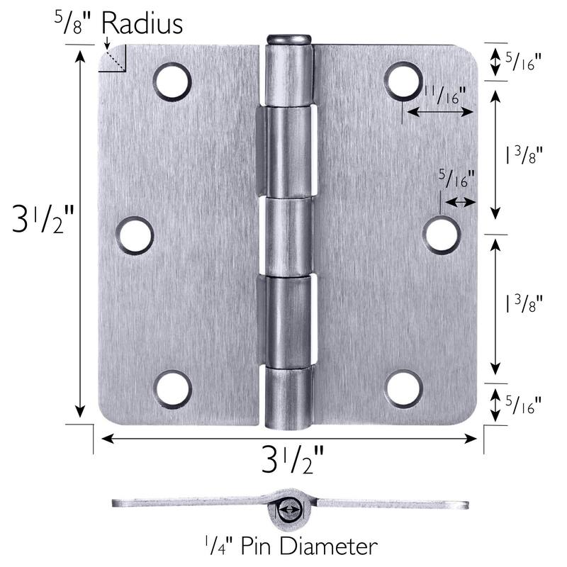 Design House 184473 3-1/2" x 3-1/2" Butt 5/8" Radius Corner Surface