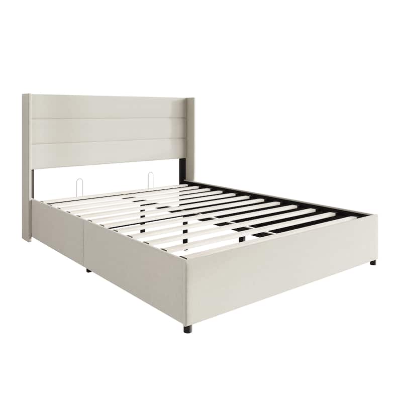 CraftPorch Modern Wingback Platform Lift Up Storage Bed