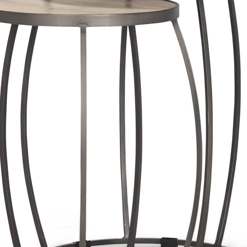 HomeRoots Set of Two Cream and Black Solid Wood and Iron Oval Nested Tables - 21.00 in. x 26.00 in. x 22.00 in.