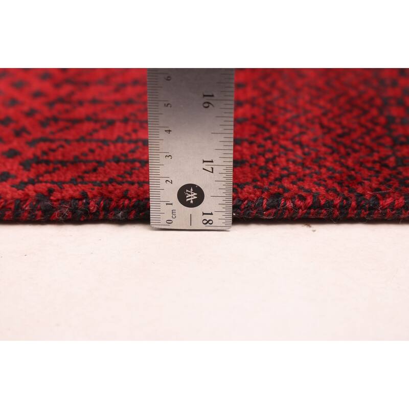 ECARPETGALLERY Hand-knotted Finest Silk Shadow Dark Red Wool Rug - 6'2 x 9'1