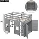 preview thumbnail 6 of 6, Gray Twin Size Pine Wood Loft Bed with Built-in Wardrobe, 2 Windows, and Guardrails