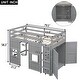 preview thumbnail 3 of 21, Twin Size Loft Kids Bed with Built-in Storage Wardrobe and 2-Windows, Grey