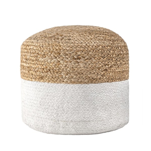 Nuloom Janus Braided Jute Ottoman Pouf Overstock 30965021 Bohemian jute and wood storage ottoman. nuloom