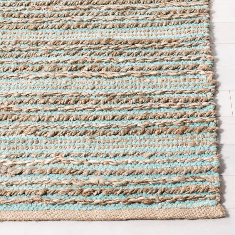 SAFAVIEH Handmade Cape Cod Nicolien Coastal Jute Rug - 2'6" x 4' - Aqua