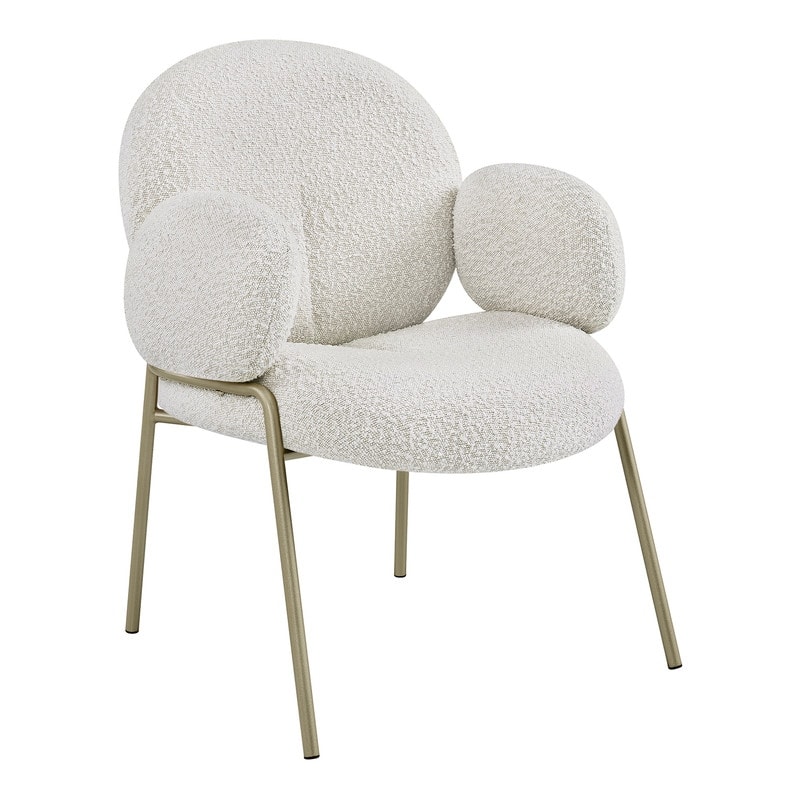 Spruce & Spring Modern Light-Luxury Cloud-Shaped Teddy Dining Chair with Arms