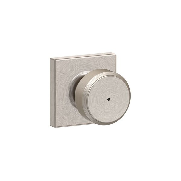 Schlage F40-BWE-COL Bowery Privacy Door Knob Set with Decorative Collins Trim - Satin Nickel