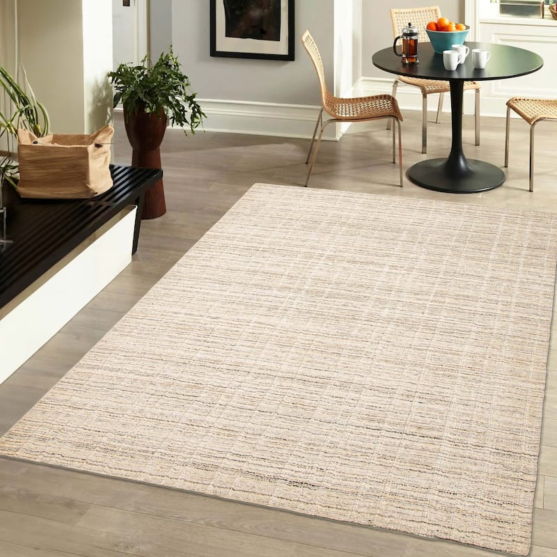 ECARPETGALLERY Hand Tufted Timeless Cream Wool Rug - 5'0 x 5'7
