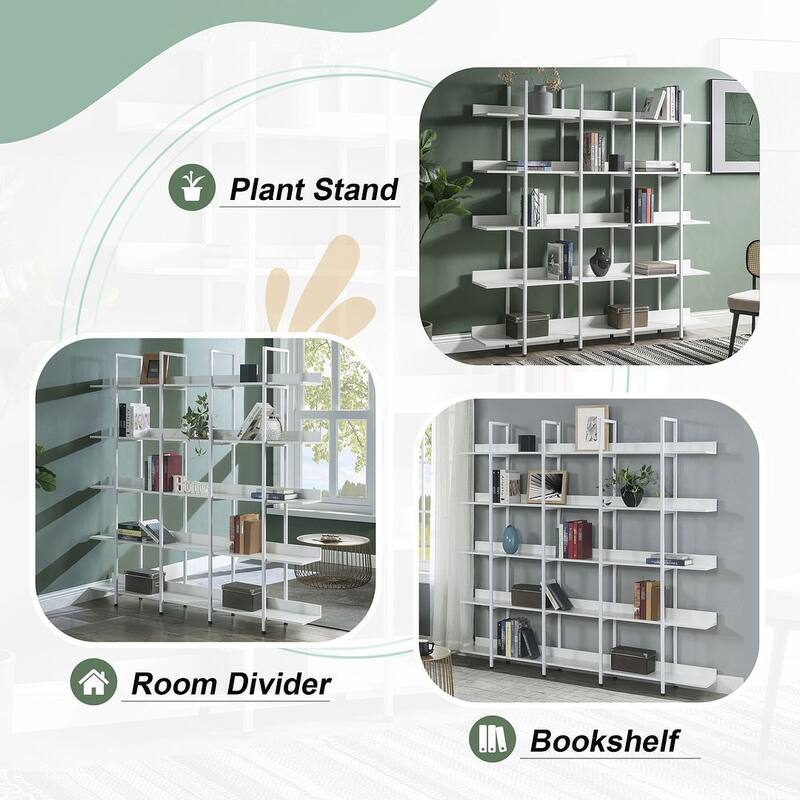 Vintage Industrial Bookshelf 5 Shelf Bookcase