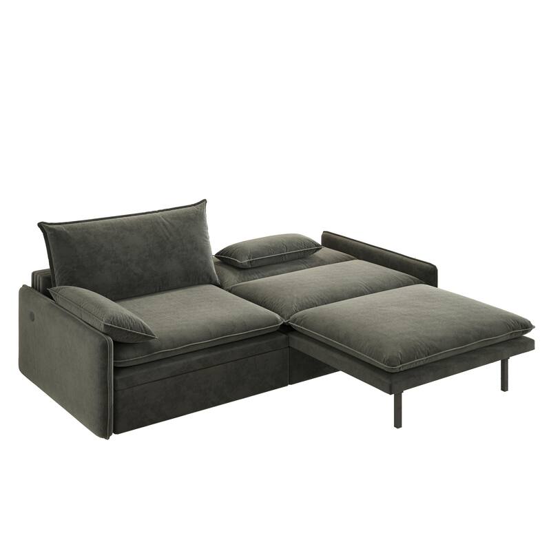 Convertible Sleeper Sofa Bed with Storage and USB Port Modern Chenille Fabric for Versatile Living Spaces