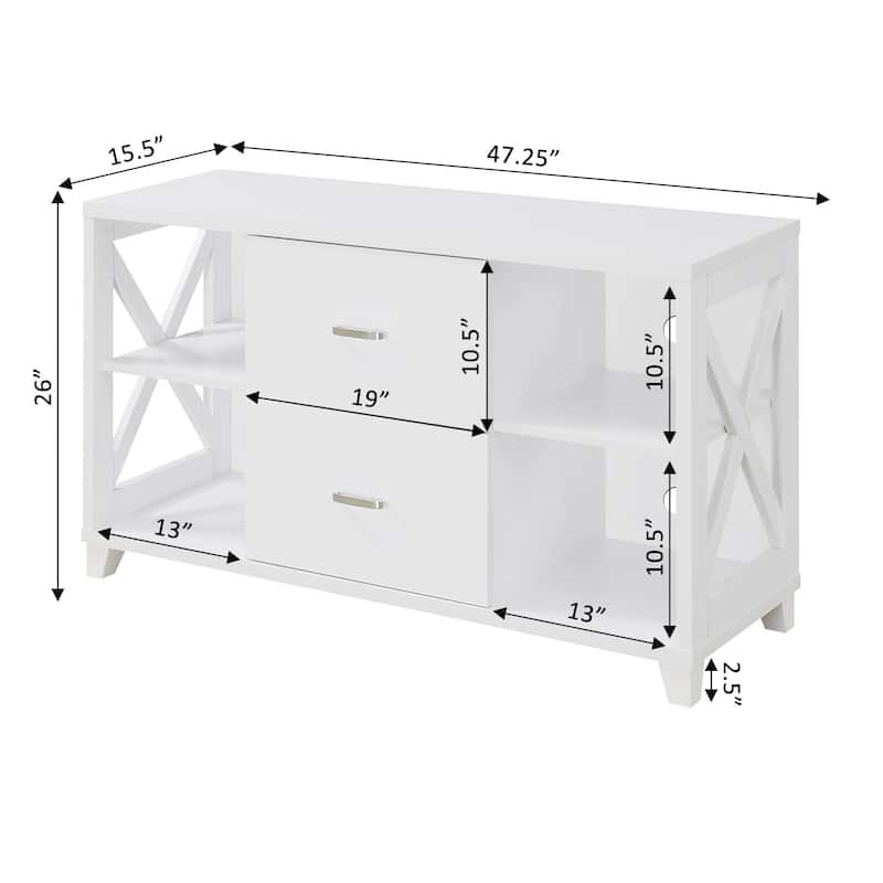 Convenience Concepts Oxford Deluxe 2 Drawer TV Stand with Shelves for TVs up to 55 Inches