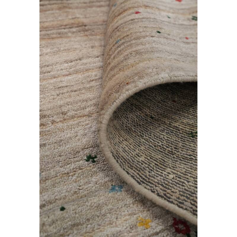 Hand Knotted Oriental Viscose Silk Carpet Tribal Animal Pictorial Beige & Ivories Gabbeh Area Rug - 12' 0'' X 6' 6''