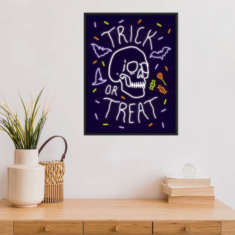 Amanti Art Neon Halloween I Framed Canvas Wall Art