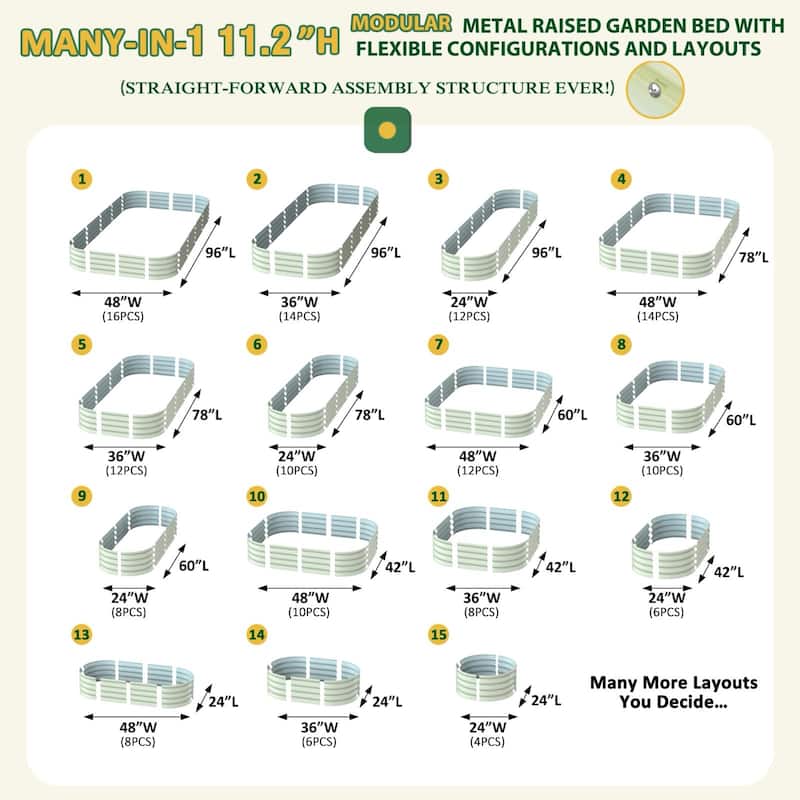 VEIKOUS Modular Metal Raised Garden Bed, Corrosion-Resistant Steel, Outdoor Planter Box for Vegetables, Flowers & Herbs