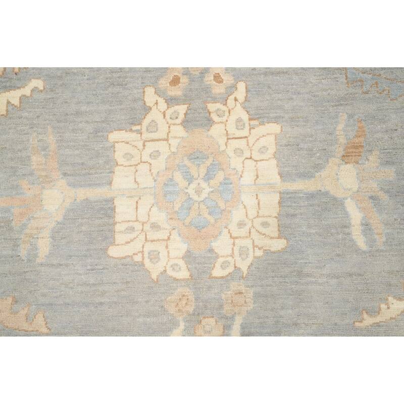 Hand Knotted Oriental 100% Wool Carpet Transitional All-Over Greys & Charcoal Oushak Area Rug - 11' 10'' X 9' 0''