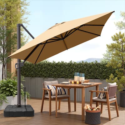 VredHom 10 x 13 Ft Outdoor Wind Vent Cantilever Patio Umbrella with Rod Base